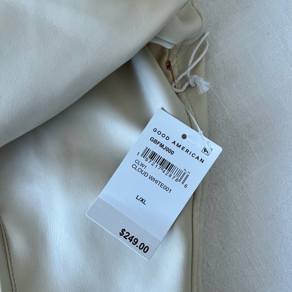 NWT Good American Oversized Faux Leather Moto Jacket- White Womens L/XL - Picture 5 of 5